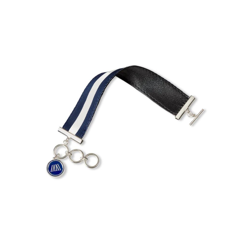 NEW MISSION ATELIER women's ascension bracelet in navy and white ribbon